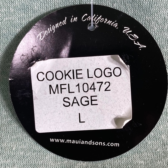 NEW! MAUI & SONS Large L Lrg Cookie Logo Mens Hoodie Sage Green - Picture 9 of 9